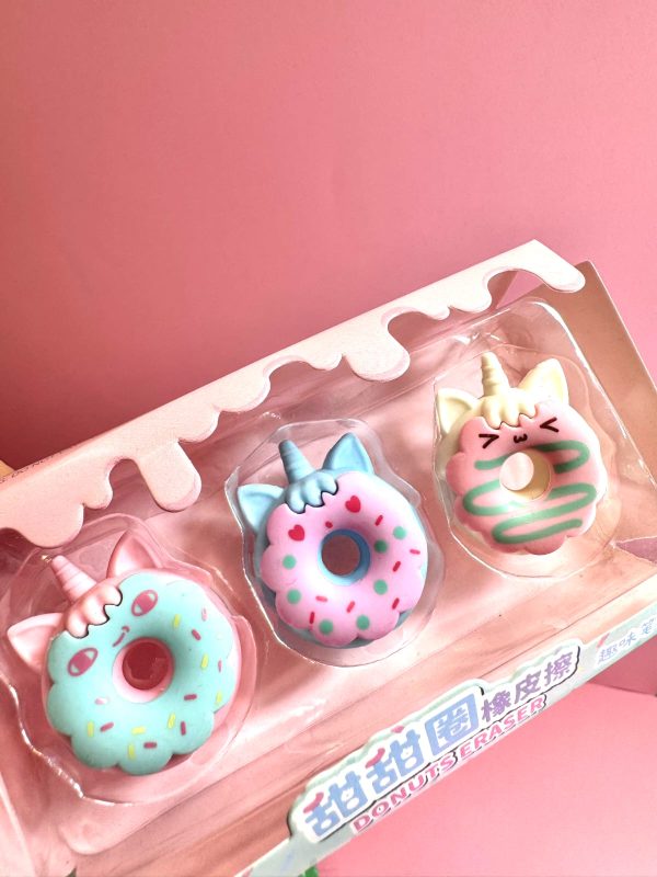 Cute Glazed Donut- Eraser Set of 3