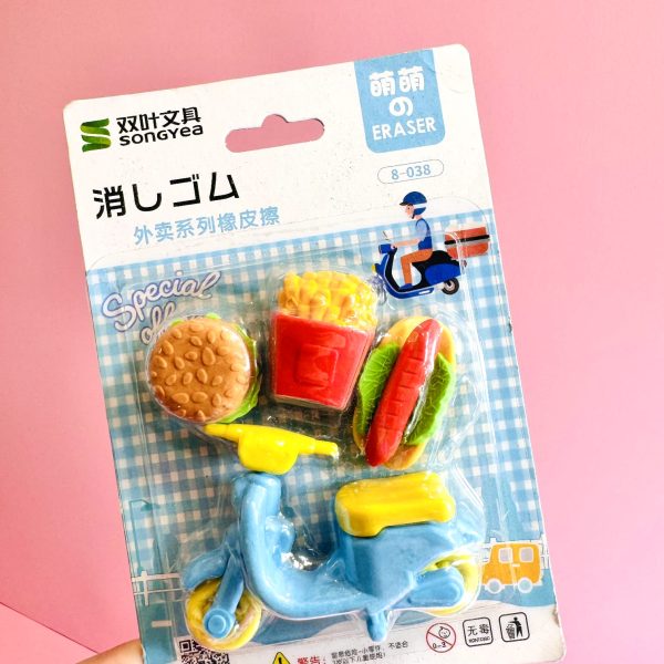 Food Delivery Rider- Eraser Set of 4